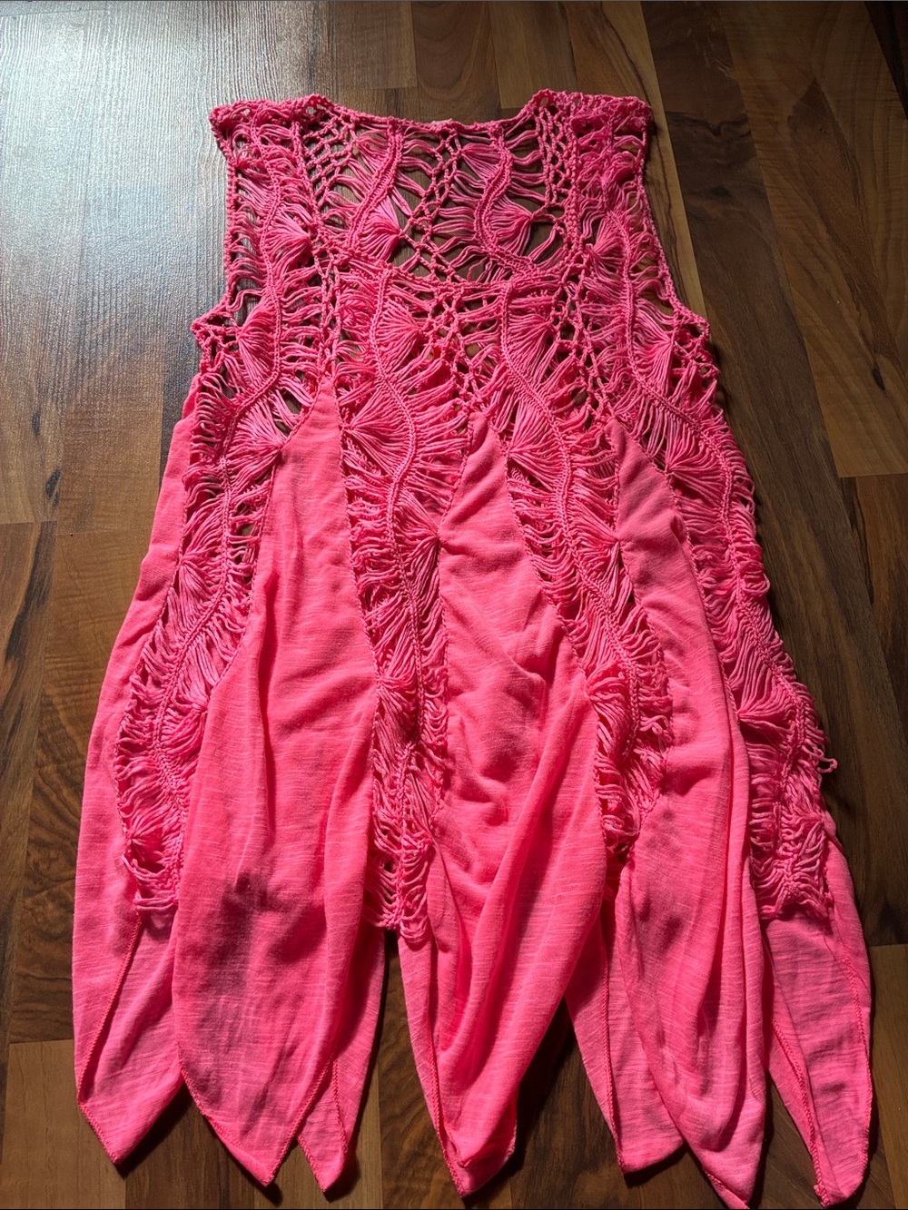 SHEIN Pink Crochet Knit Swim Coverup